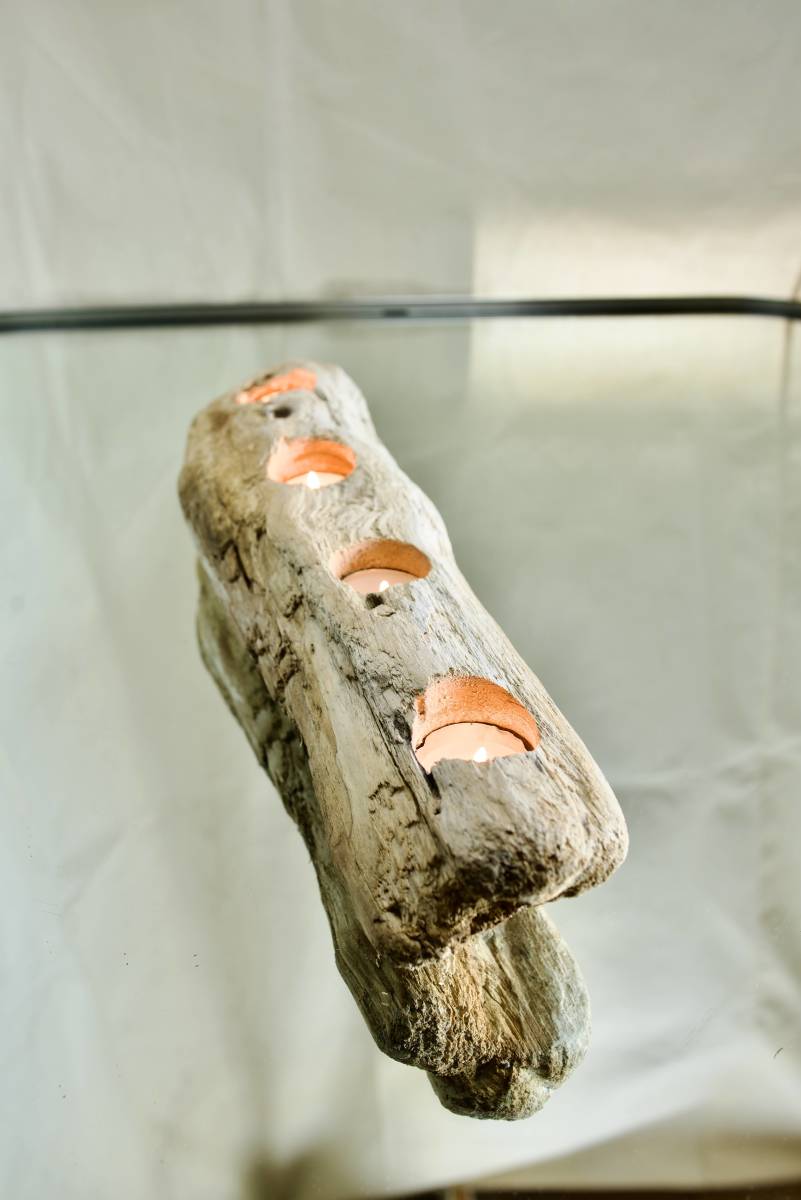 SEASIDEinterior* driftwood . work . candle holder 54