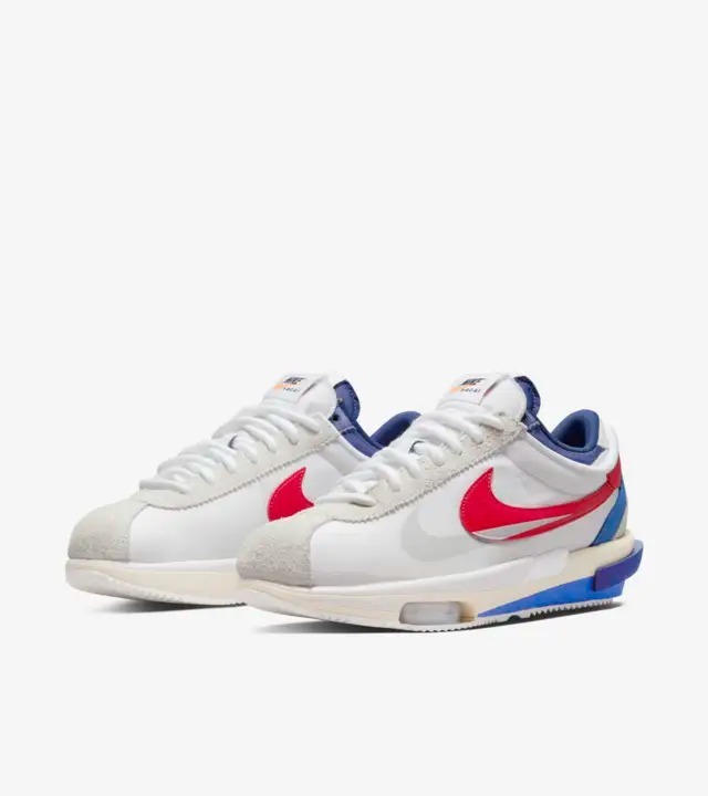 SACAI × NIKE ZOOM CORTEZ WHITE AND UNIVERSITY RED US8.5/26.5cm 2022/8/31発売 SNKRS購入 国内正規新品 ナイキ サカイ コルテッツ 白赤