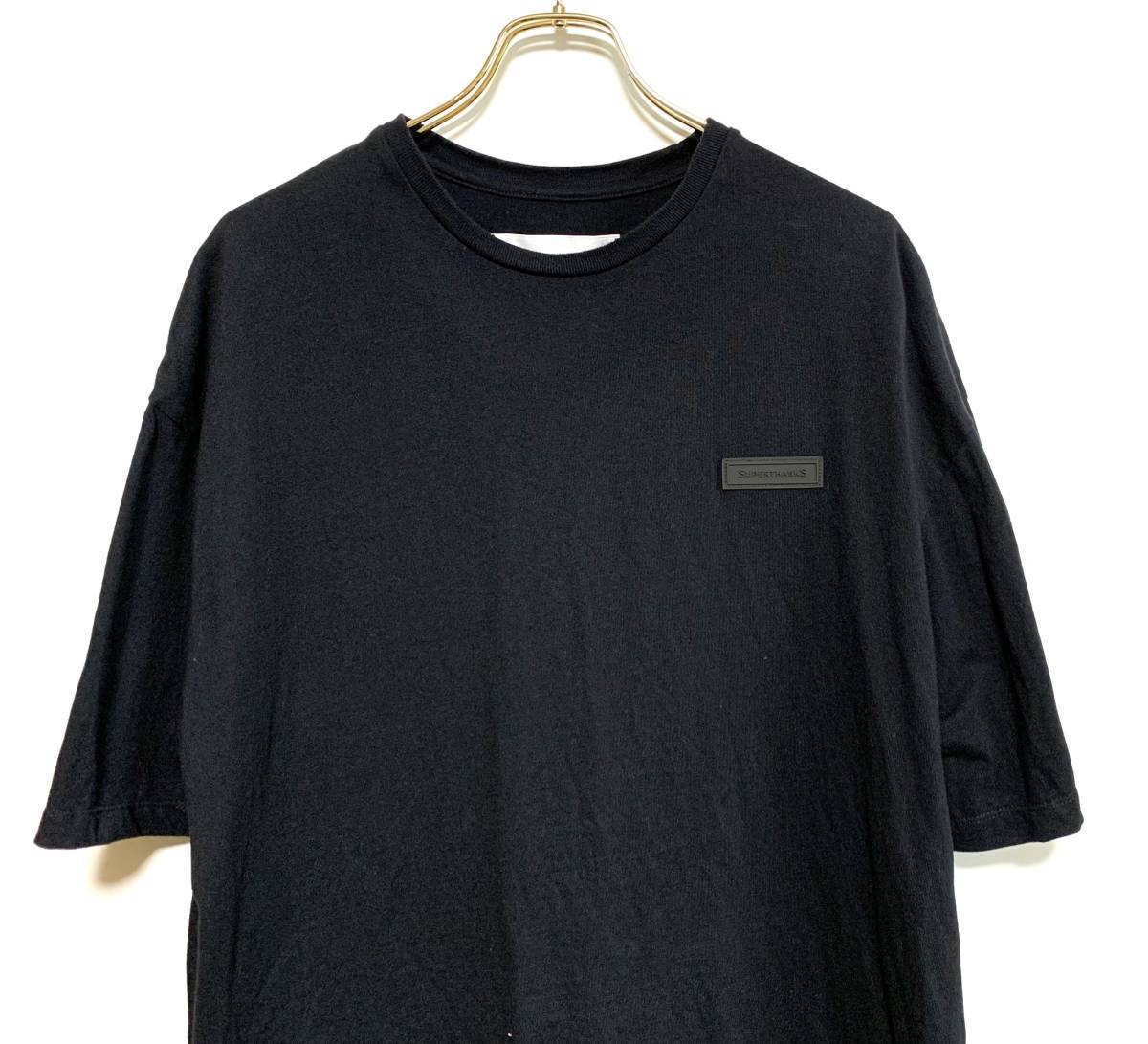 【美品】SUPERTHANKS ドローコード Tシャツ（L）黒 スーパーサンクス オーバーサイズ ドロップショルダー ヘビーウェイト メンズ_画像2