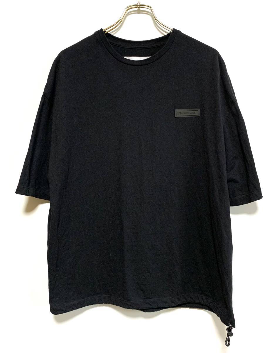 【美品】SUPERTHANKS ドローコード Tシャツ（L）黒 スーパーサンクス オーバーサイズ ドロップショルダー ヘビーウェイト メンズ_画像1