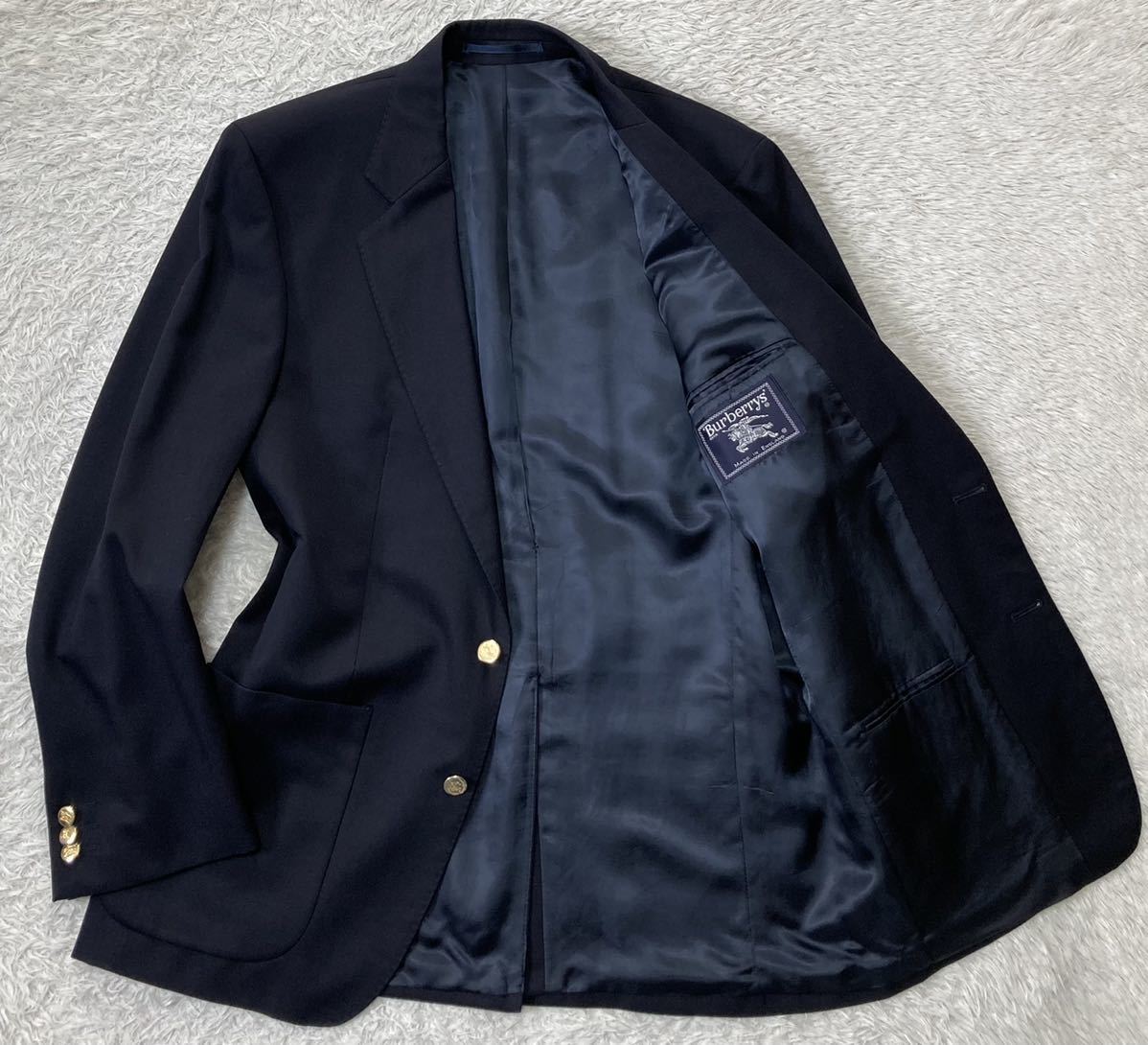 BURBERRYバーバリー 紺ブレ ブレザー シングルジャケット 2B 金ボタン