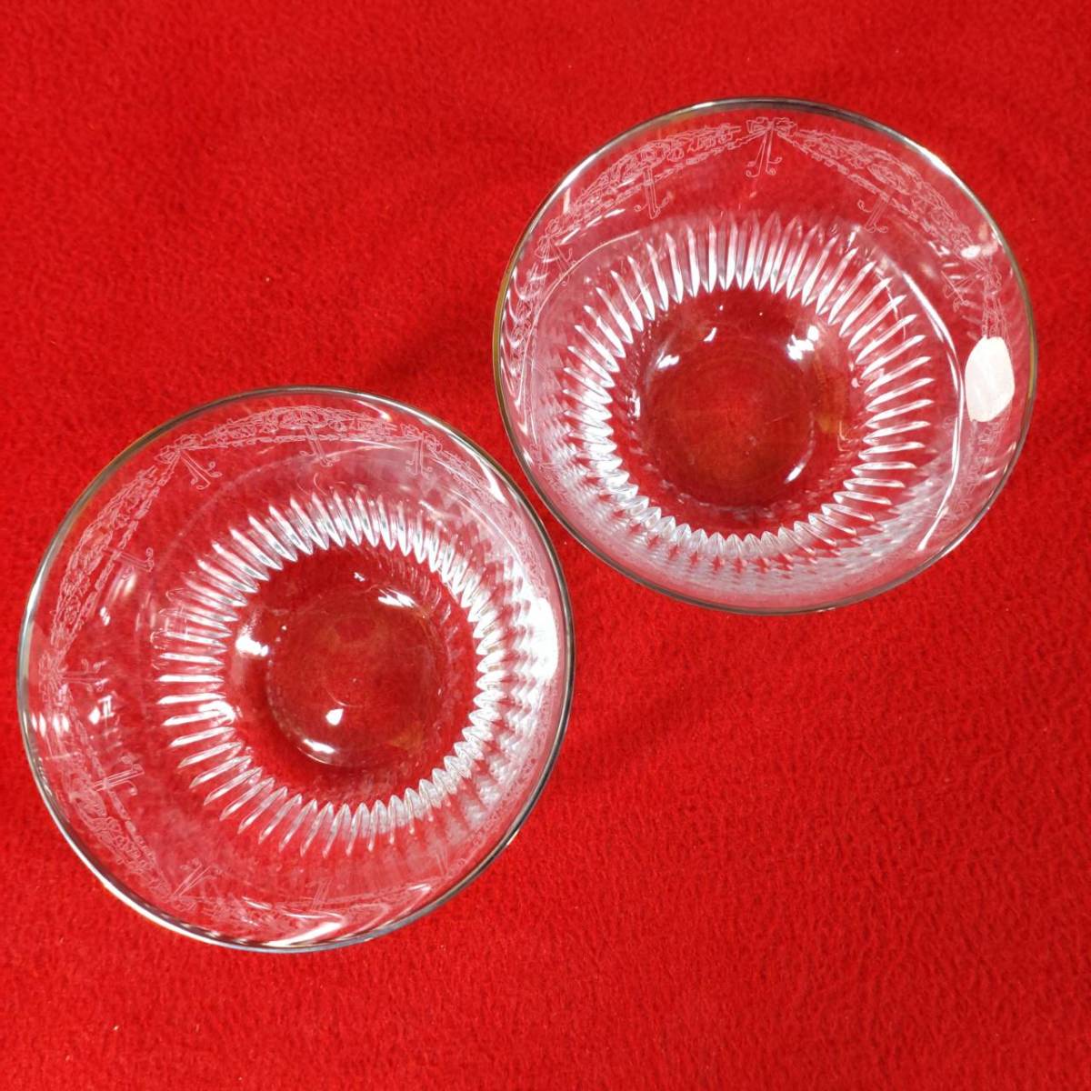 未使用品 ボヘミアクリスタル BOHEMIACRYSTAL ミニボウル 2個セット 小鉢 ボヘミアングラス シール付き チェコスロバキア 海外ブランドの画像2