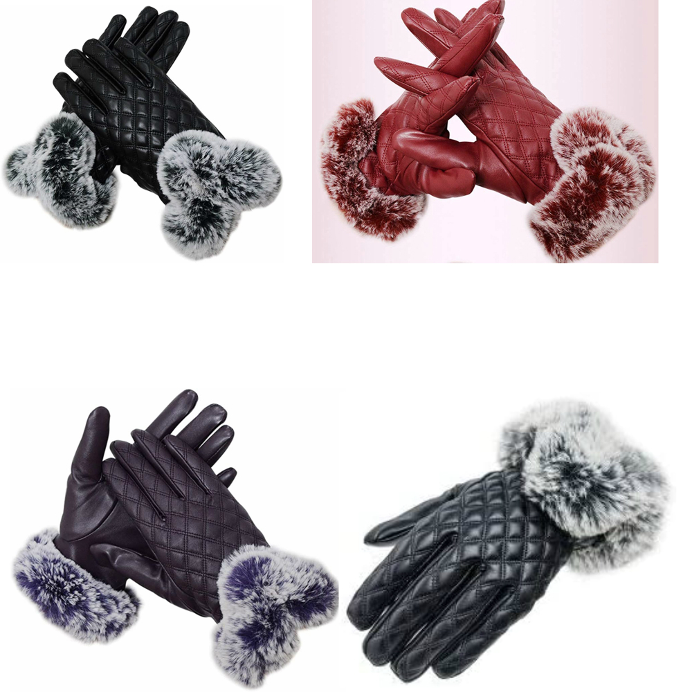  new goods * gorgeous . leather glove gray outing protection against cold gloves fur attaching . reverse side nappy . leather . warm . touch panel correspondence 