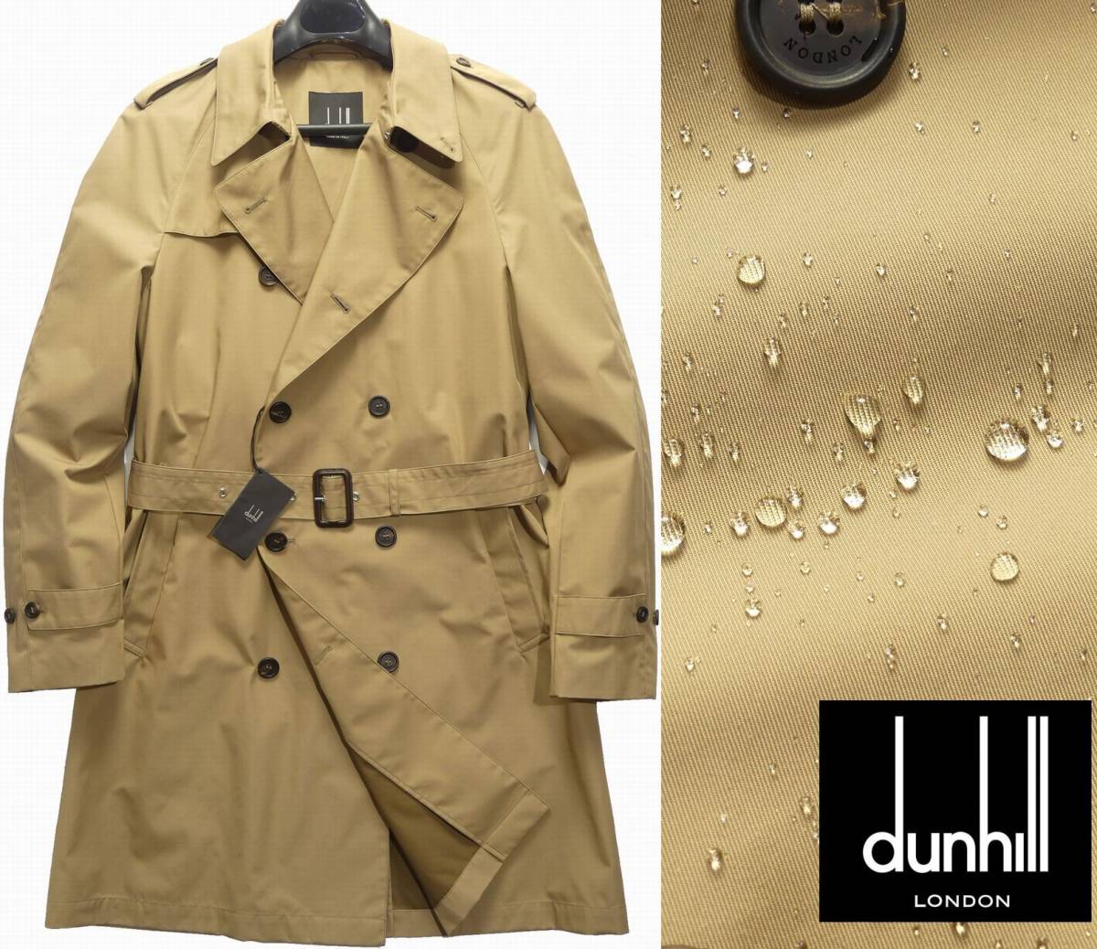 Осень и зима 330 000 иен New Dunhill London Dunhill ★ Истинные инструменты с осмысленной итальянской погодой -резистентная траншевая пальто [L = Japan L ~ r]]