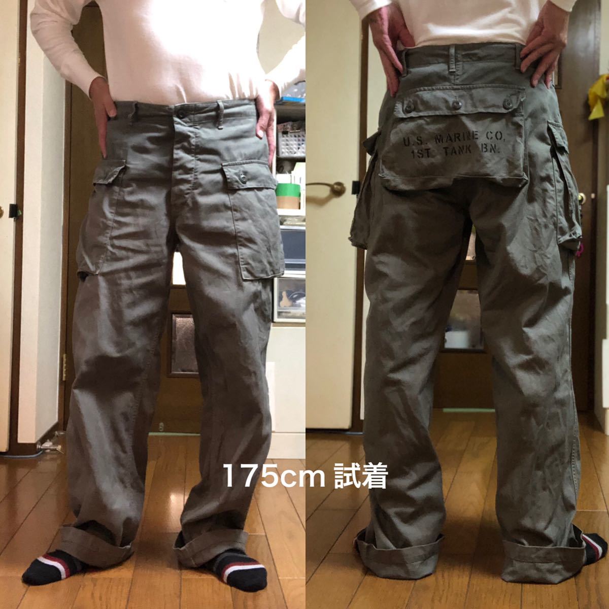 W84-股下82cm!AVIREX(アヴィレックス) 古着カーゴパンツ モンキーパンツ 薄めオリーブ ミリタリー USMC
