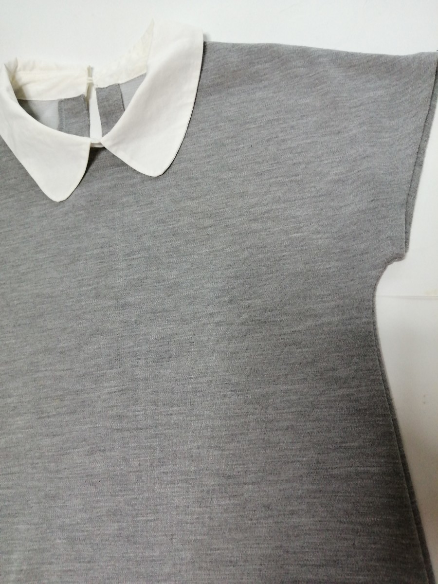 レディース チュニック ワンピース Sサイズ 組み合わせ自由　グレー 白襟