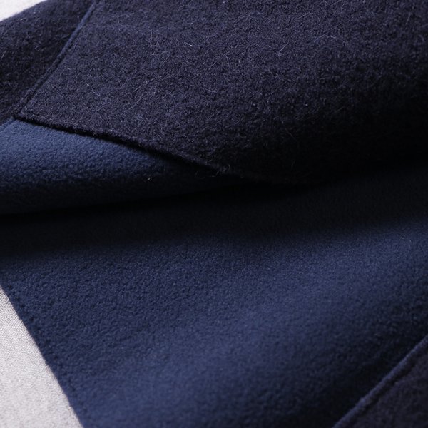 ｃ315コート表ウール100％ 裏フリース100％ 中長 アウター 羽織物テーラードカラー ネイビー Lサイズ 柔らかい 暖かい ゆっ足り 気密性良い_画像7