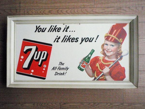  редкий 1 пункт предмет *US*1950 годы Vintage 7UP магазинный .. постер / american Vintage 7UP предприятие предмет напиток горелка / american смешанные товары 