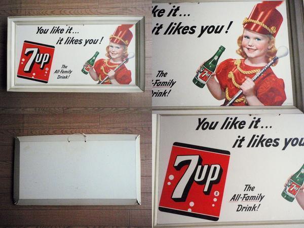  редкий 1 пункт предмет *US*1950 годы Vintage 7UP магазинный .. постер / american Vintage 7UP предприятие предмет напиток горелка / american смешанные товары 