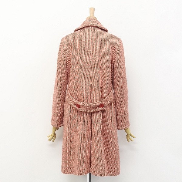 *MARC JACOBS Mark Jacobs round color wool tweed coat red × beige 4
