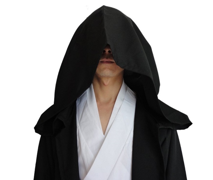 メンズ チュニック フード付き ロング マント (黒 XL) 騎士 アサシン ローブ 仮装 コスプレの画像4