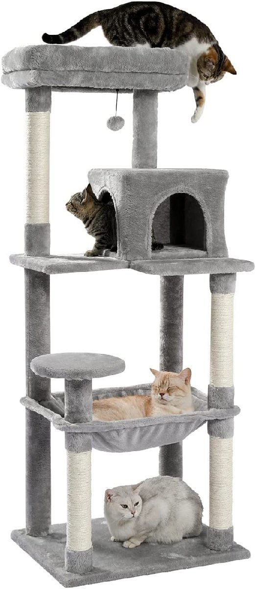 キャットタワー スリム麻紐爪とぎ猫タワー省スペース据え置きキャット大型猫安定頑丈 通販