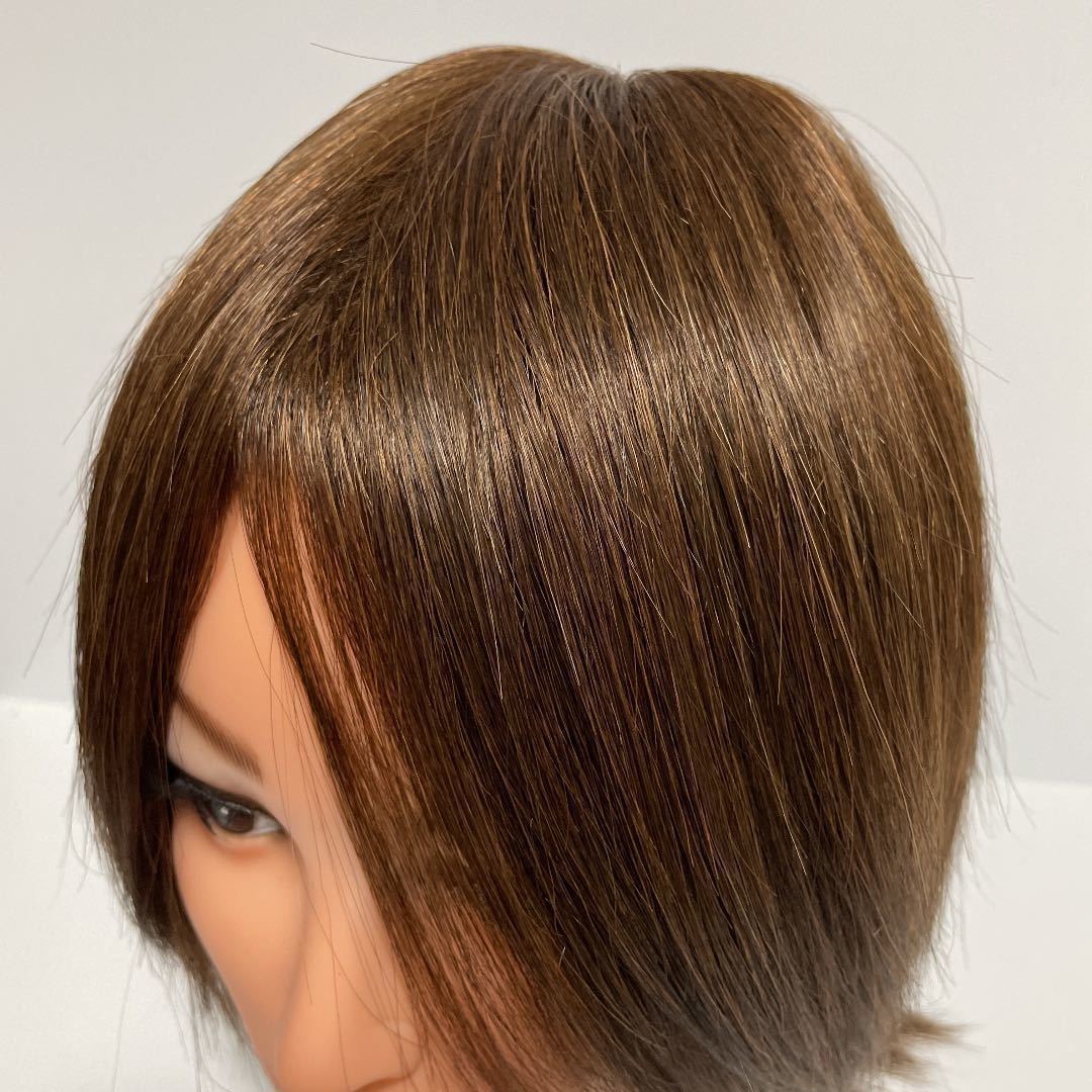 新品☆人毛100%♪ヘアピース地肌L広めミディアムブラウン☆p214 売上