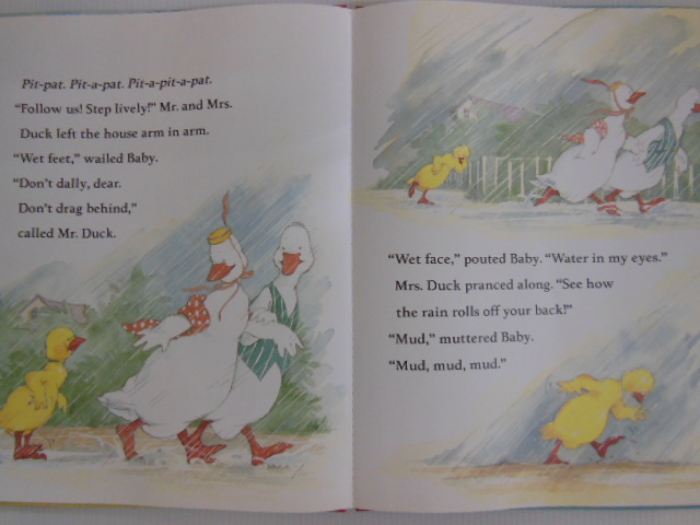 幼児用絵本・洋書英語版・In The Rain with Baby Duck・エイミー ヘスト・送料無料_サイズが大きい見やすい絵本です。