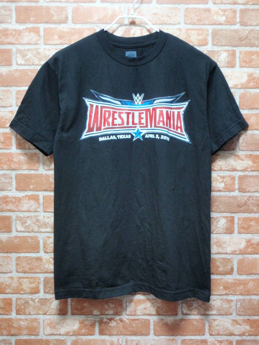 送料込・USED WWE レッスルマニア WRESTLEMANIA 2016 テキサス プリント半袖Tシャツ 黒 Mサイズ