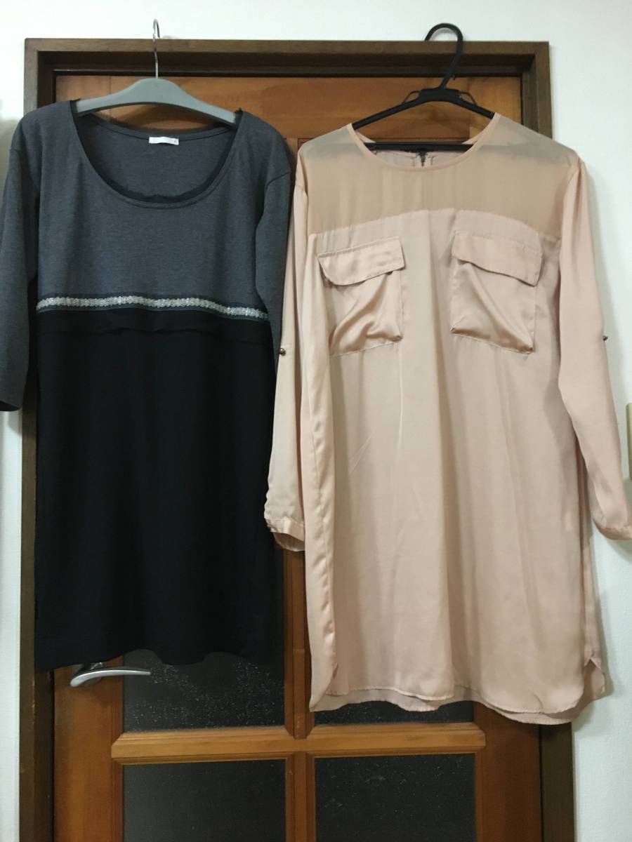 GU 1～2回着用美品 チュニックカットソー ＆サテン風シャツチュニック M_画像1