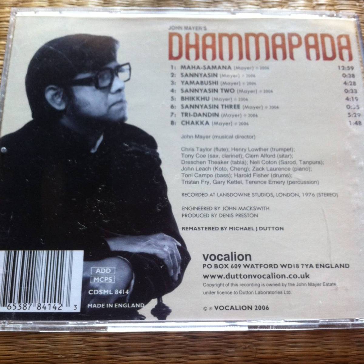 『John Mayer / Dhammapada』CD 送料無料 Indo-Jazz Fusion_画像2