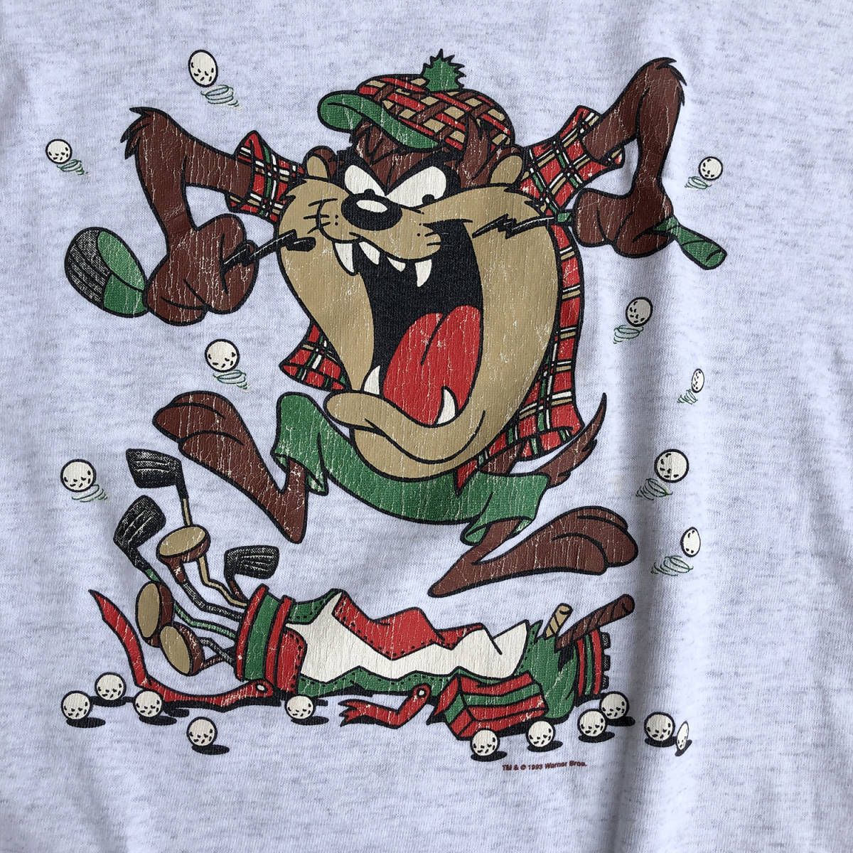 90S USA製 ヴィンテージ ルーニーテューンズ タズマニアンデビル Tシャツ ヘビーコットン 厚手 メンズL Looney Tunes 古着  BA0428