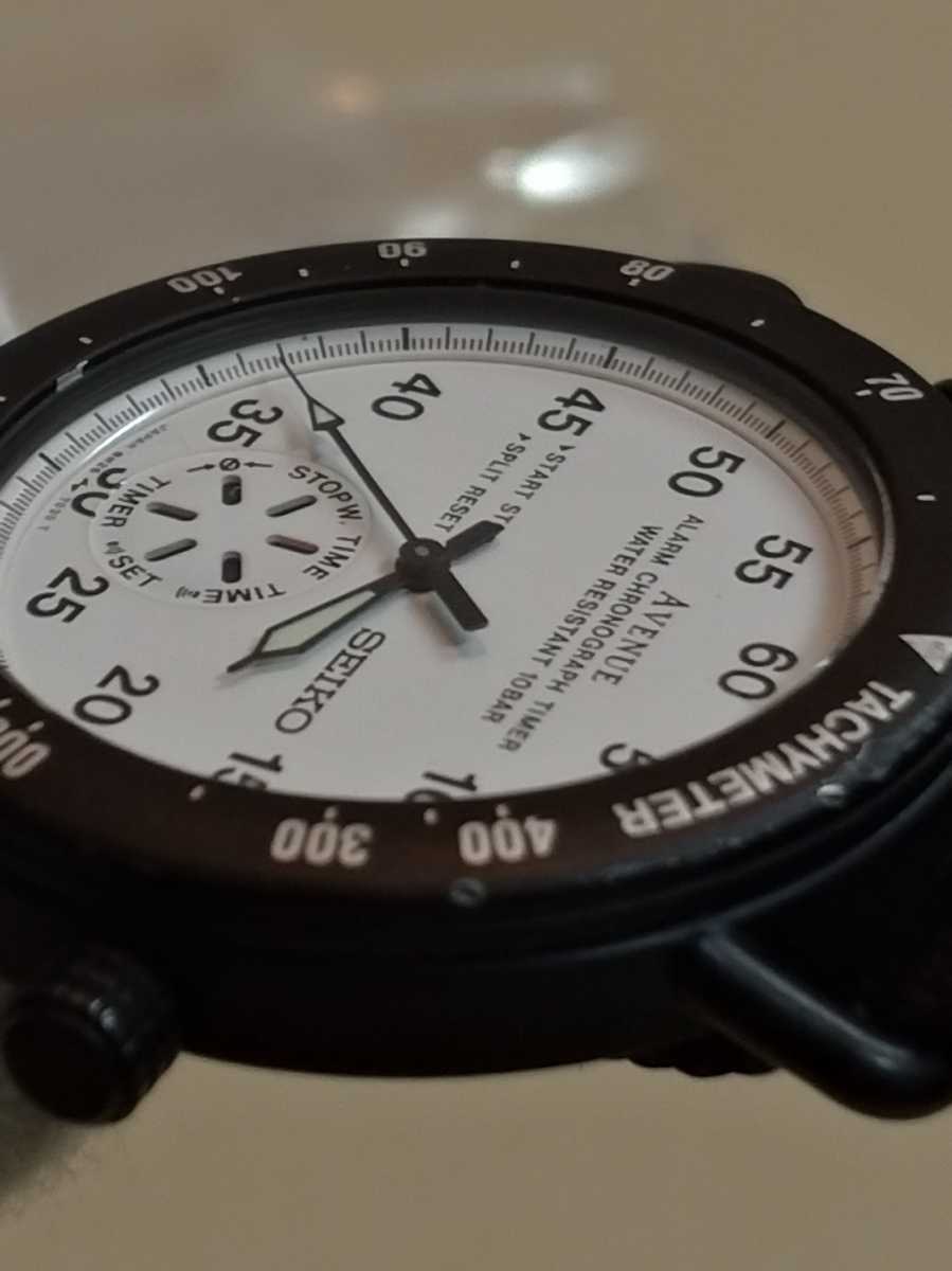 セイコー/SEIKO AVENUE 8M26-7030 アラームクロノグラフ 白文字盤 稼働