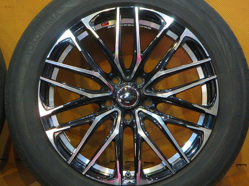 美品【WEDS レオニス SK 20年製ヨコハマ ブルーアースRV-02 225/55R18】18インチ 8J+42 PCD114.3-5H デリカD5 アウトランダー アルファード