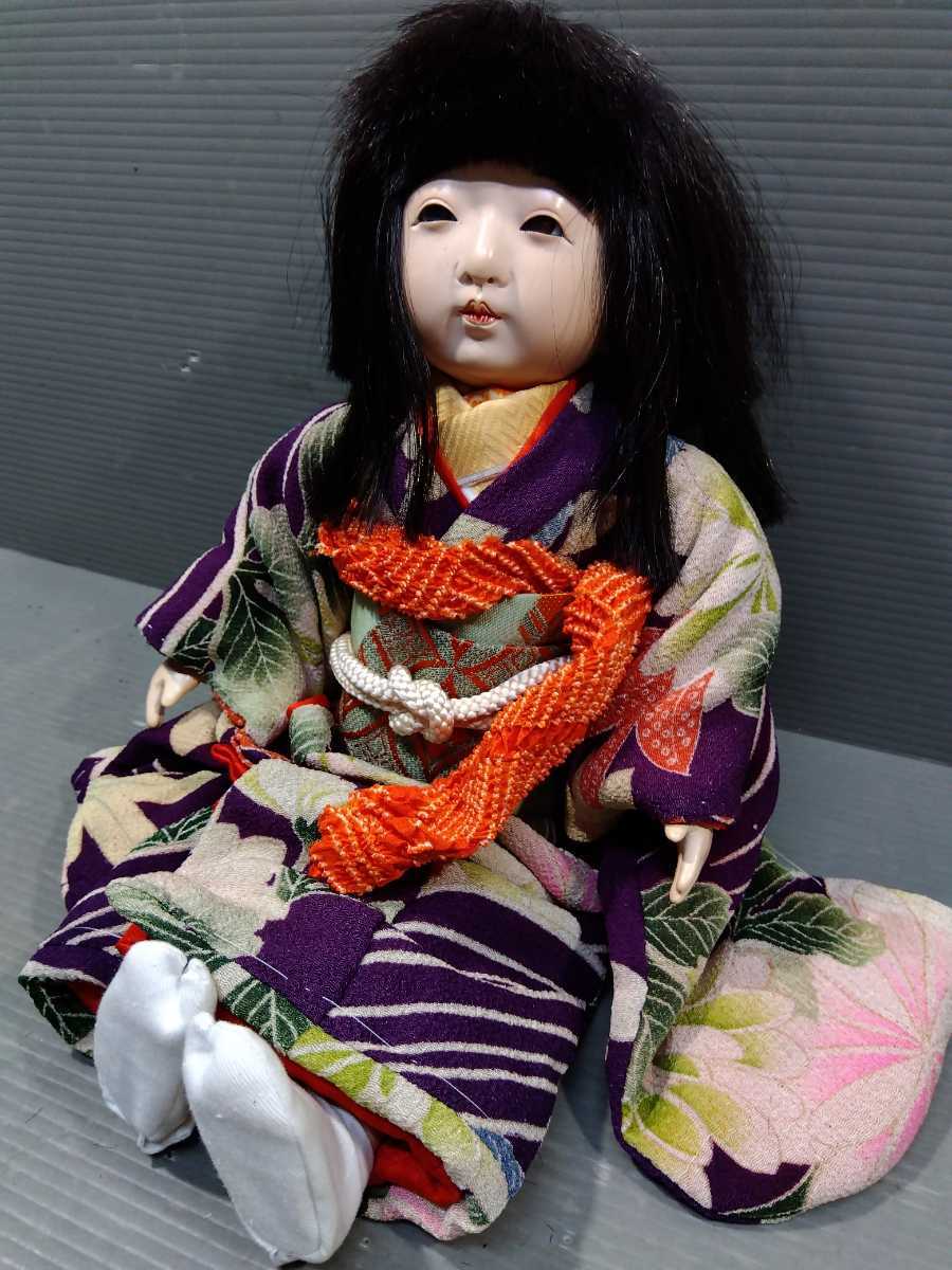 ⑤時代 古い 日本人形 市松人形 大正 昭和 レトロ 当時物 着物 縮緬