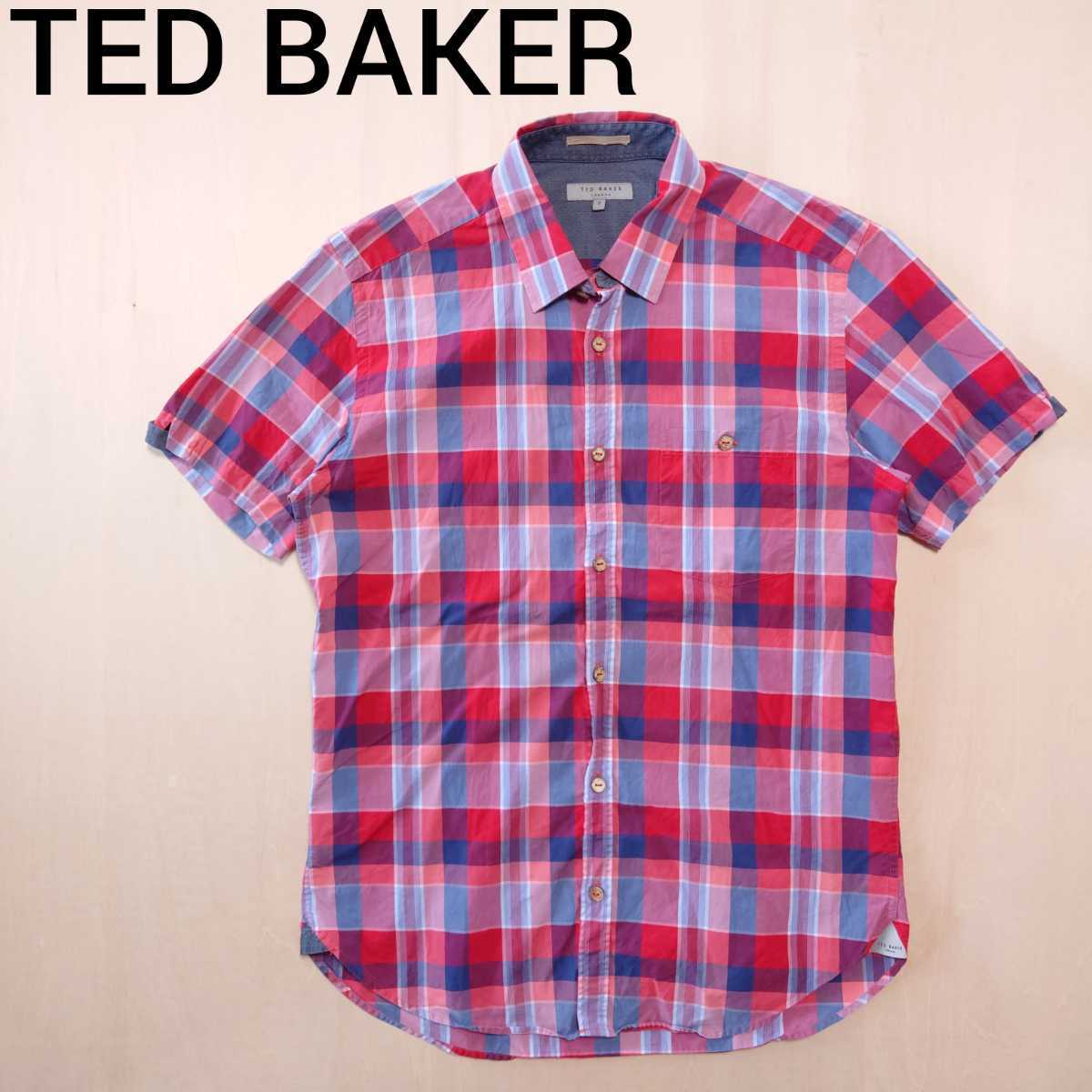 ted baker 半袖シャツ BD チェック柄 テッドベイカー サイズ３ 