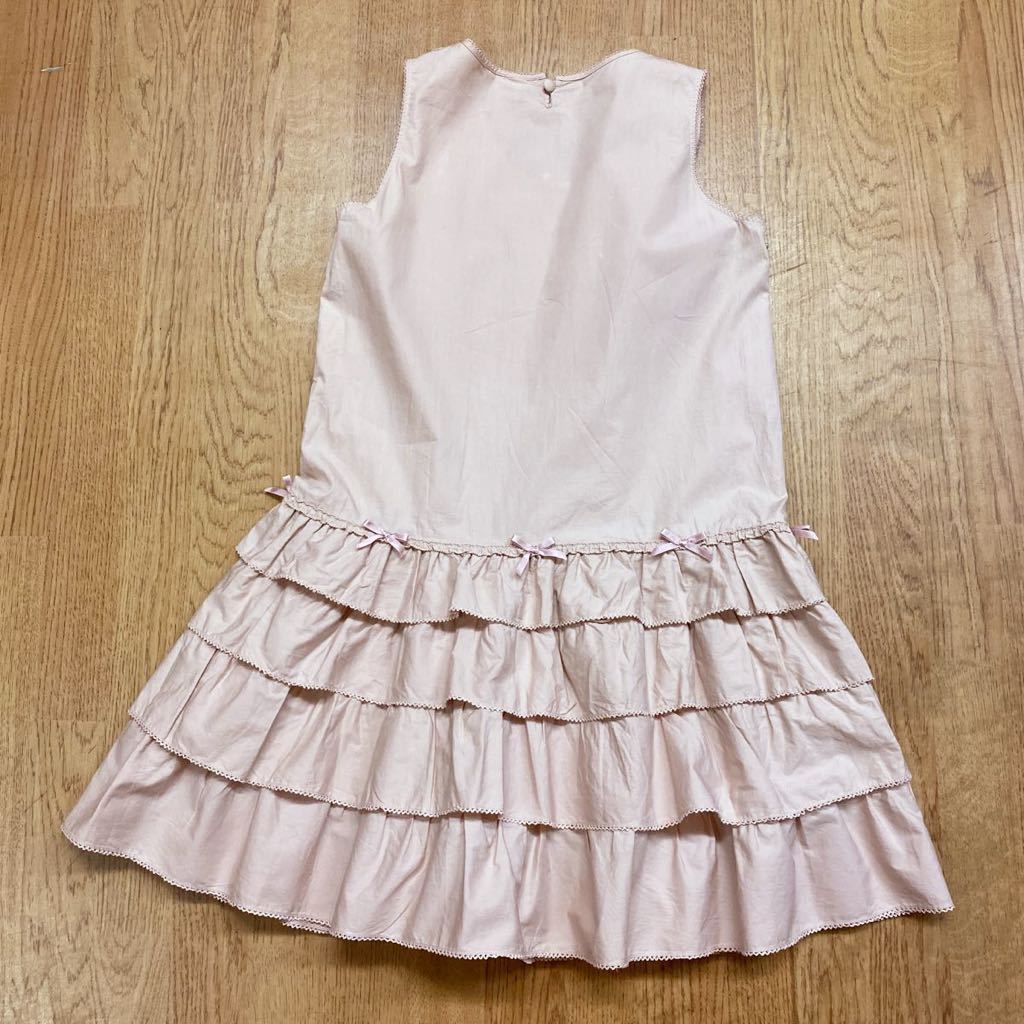 超美品☆WONDERFULWORLD KANEKOISAO * ワンダフルワールド カネコイサオ ■ ノースリーブ ローンピコフリル×リボンチュニック 綿ローン_画像6