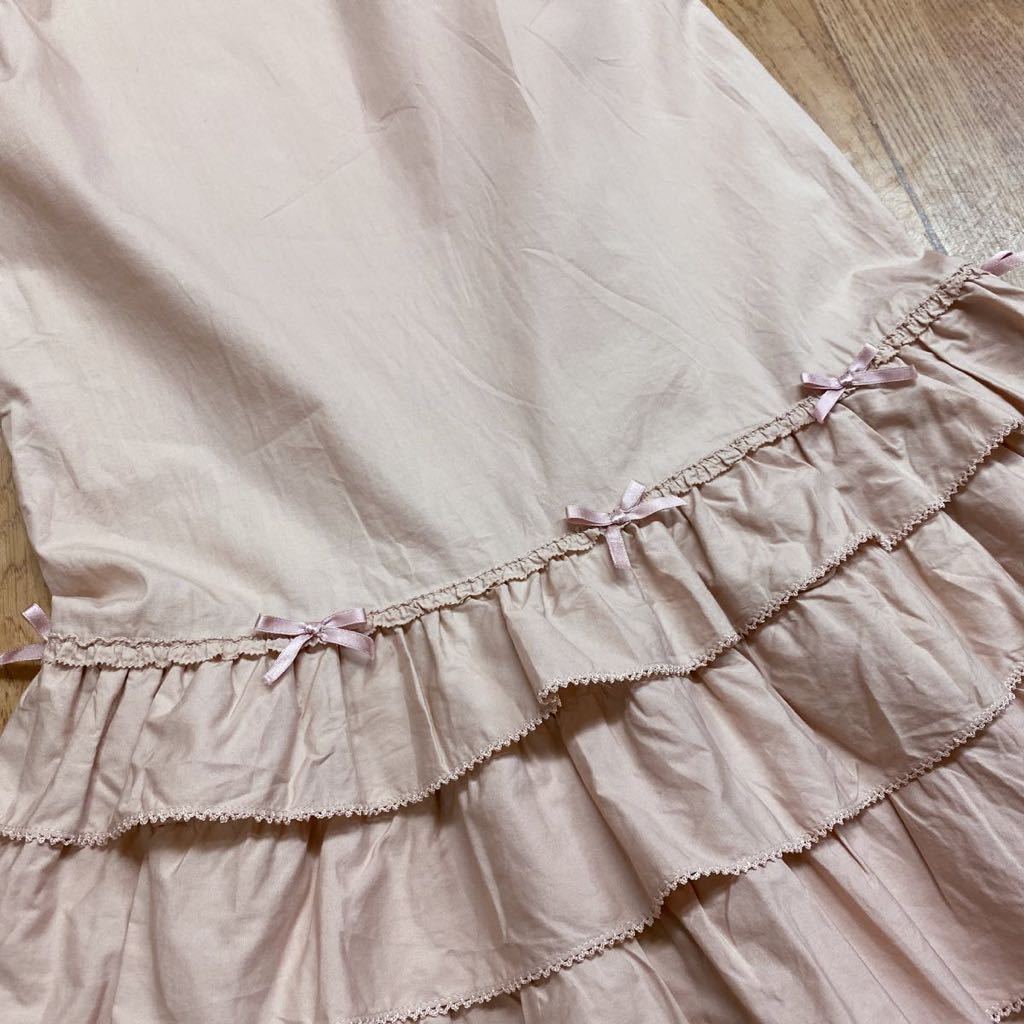 超美品☆WONDERFULWORLD KANEKOISAO * ワンダフルワールド カネコイサオ ■ ノースリーブ ローンピコフリル×リボンチュニック 綿ローン_画像8