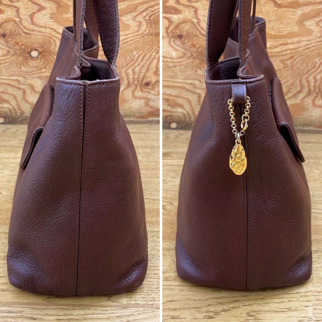 SONIA RYKIEL ソニアリキエル 本革 オールレザー ハンドバッグ トートバッグ ブラウン 赤茶系 しなやかレザー 牛革 肩掛け 手提げ