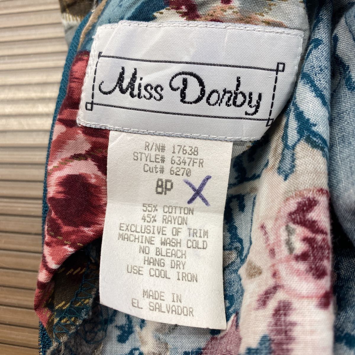 【Miss Donby】海外輸入品 ■ ヴィンテージ 半袖 ロングワンピース ブラック(花柄)レトロ マキシ丈 8Pサイズ 海外ワンピース_画像9