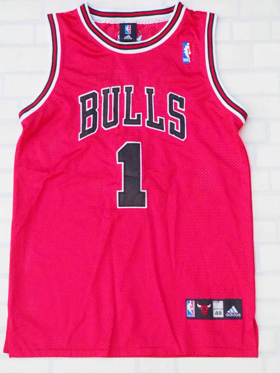 NBA ROSE #1 デリック ローズ BULLS シカゴ ブルズ adidas ユニフォーム ゲームシャツ ジャージ 刺繍 メッシュ 48