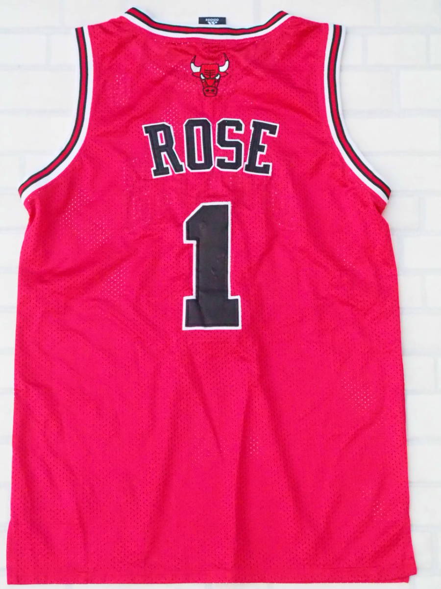 NBA ROSE #1 デリック ローズ BULLS シカゴ ブルズ adidas ユニフォーム ゲームシャツ ジャージ 刺繍 メッシュ 48_画像5