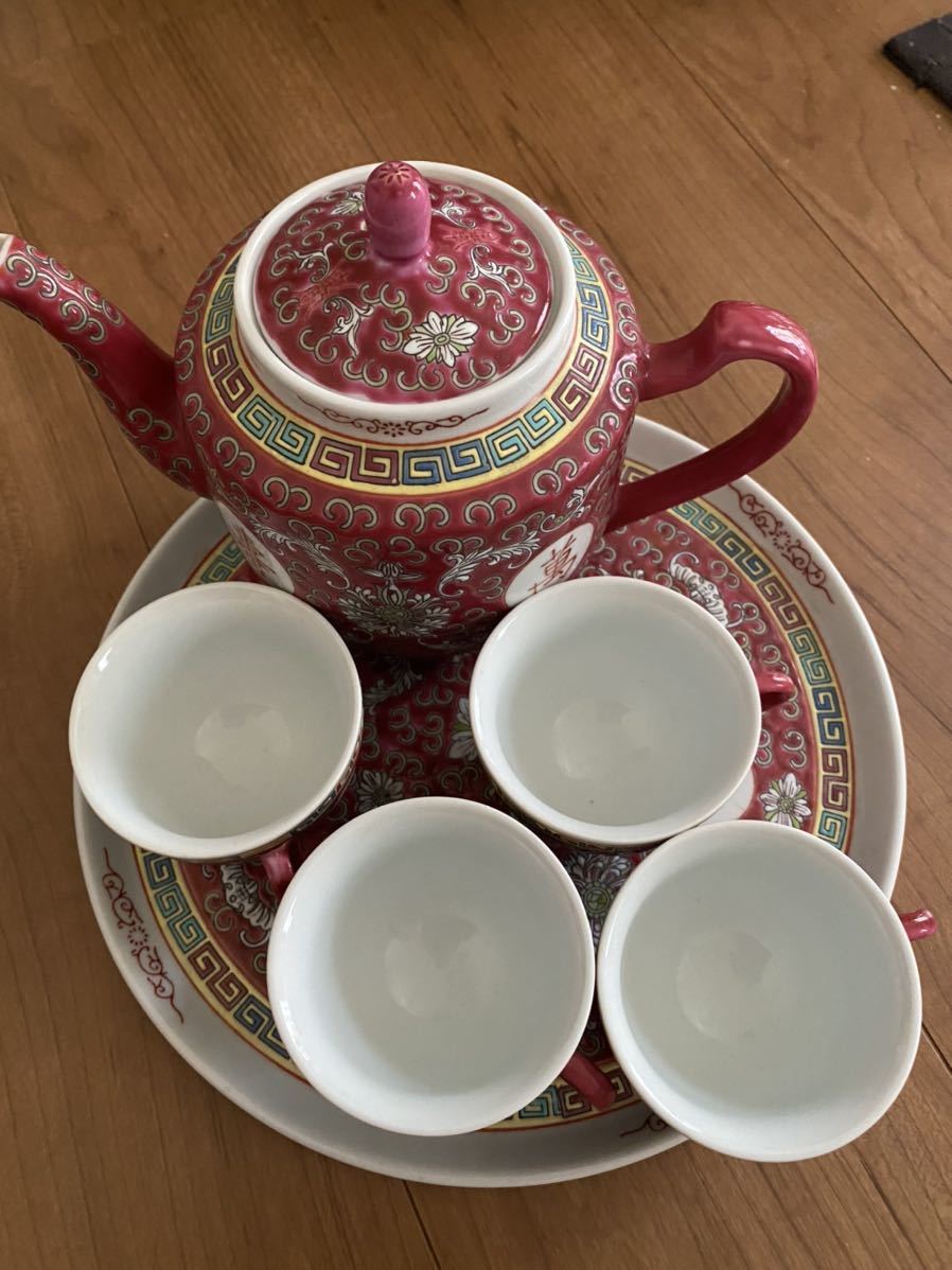 中国 景徳鎮 中国美術 粉彩 茶器セット 70年代輸出品