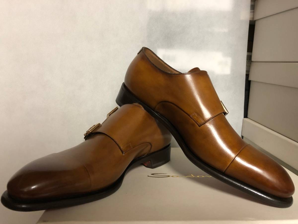 55%OFF! 定価16万! 完売品! SANTONI サントーニ イタリア製 本革 ダブルモンクストラップシューズ UK7 ラス1!_画像7