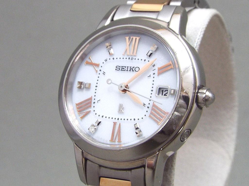 美品】SEIKO ルキア 1B25-0AL0 電波ソーラー シルバー ブルー+