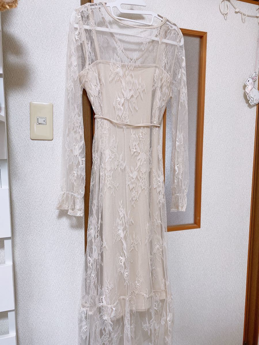 GRL グレイル ぺチコート付花柄総レースワンピース[mb1279 GRL グレイル ぺチコート付花柄総レースワンピース[mb1279