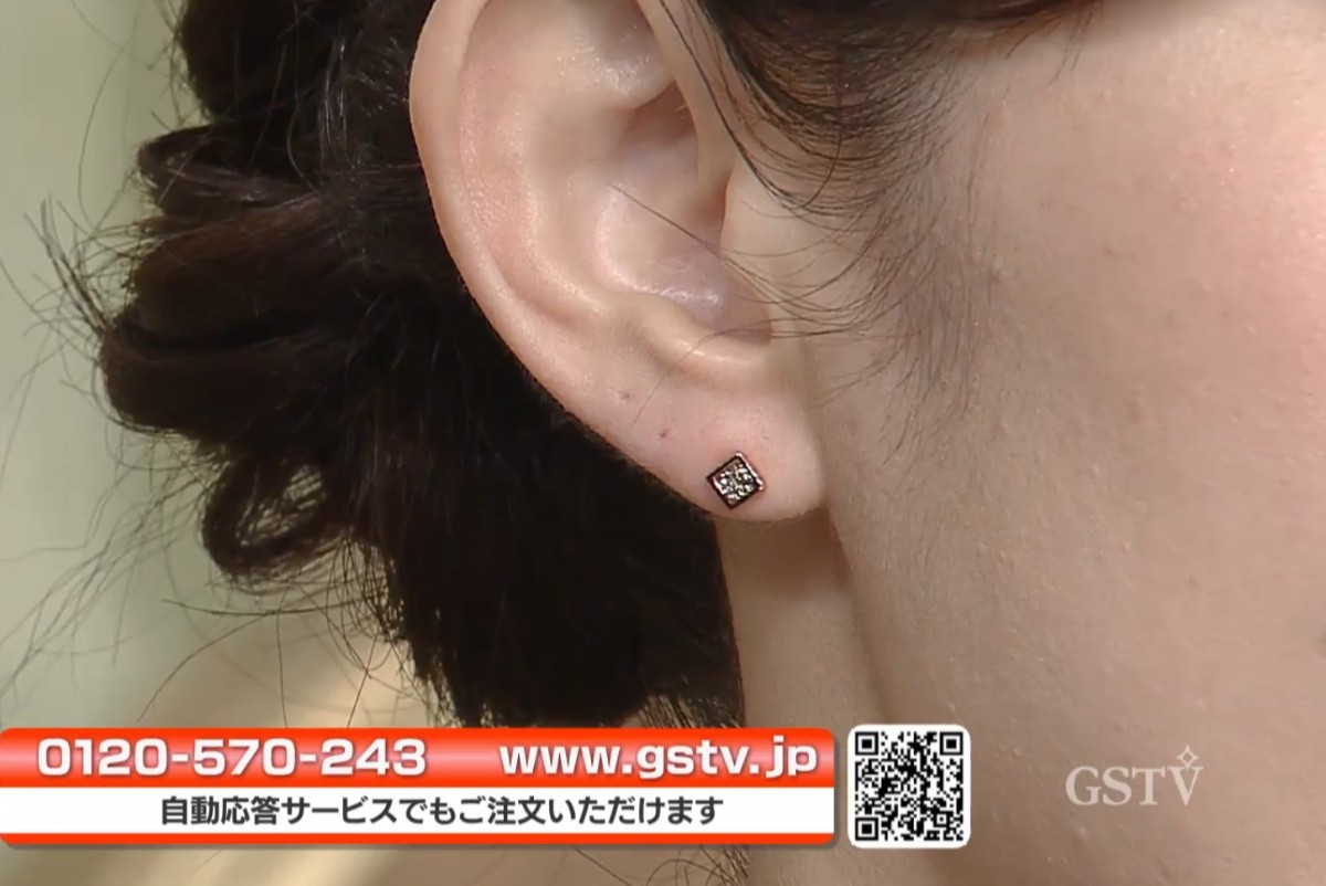 人気 GSTV K18PGブラウンダイヤモンド ミステリーセッティング ピアス