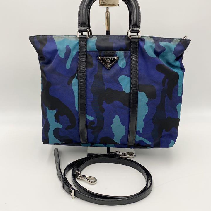 希少】PRADA プラダ 2way ショルダーバッグ 三角プレート カモフラ