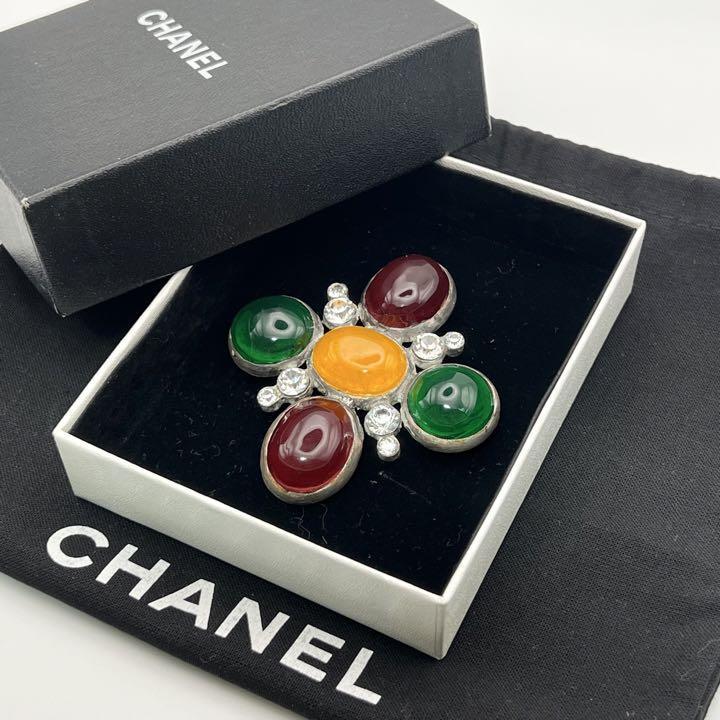 希少】CHANEL シャネル ブローチ グリポア ストーン マルチカラー