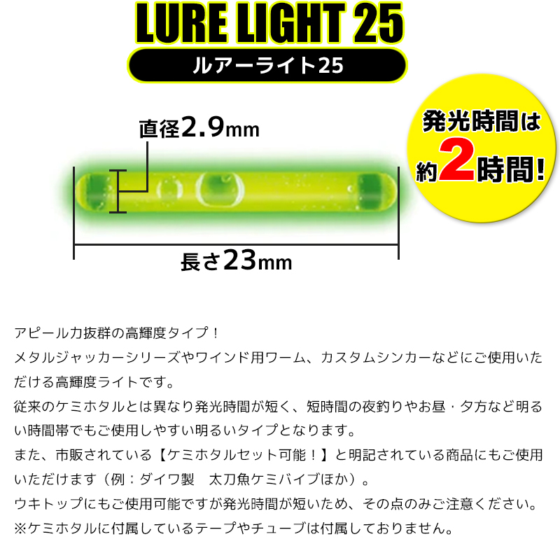ルアーライト25 グリーン 2本入り 高輝度 発光時間約2時間 2.9×23mm Xtrada ルミカ_画像3