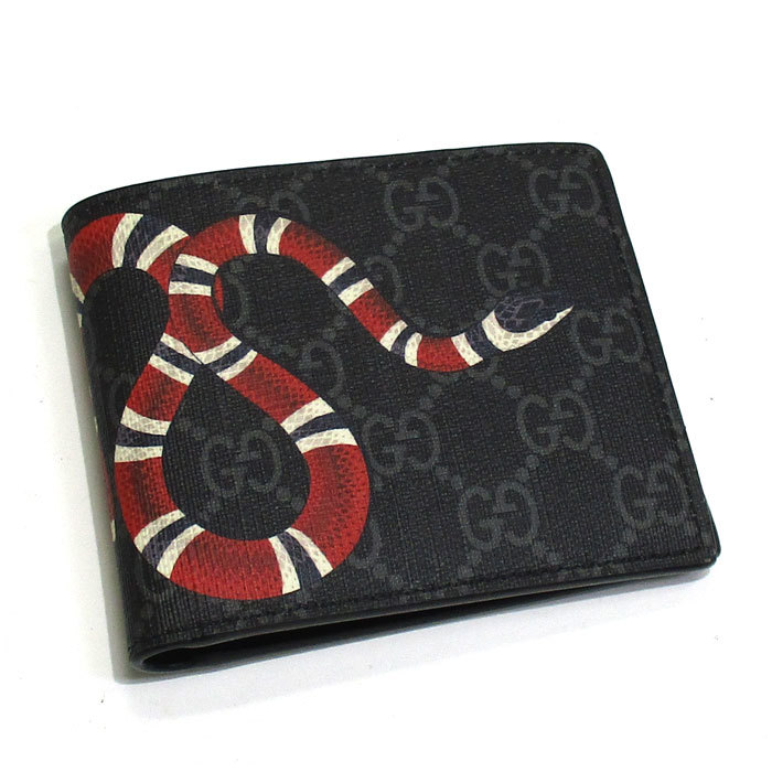 GUCCI キングスネーク プリント GGスプリーム ウォレット 二つ折り