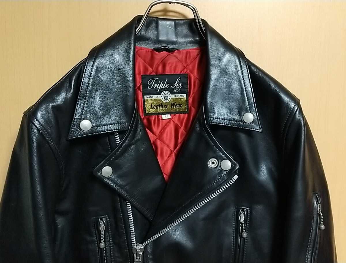 666 Leather Wear ダブルライダースジャケット ブラック 黒 34