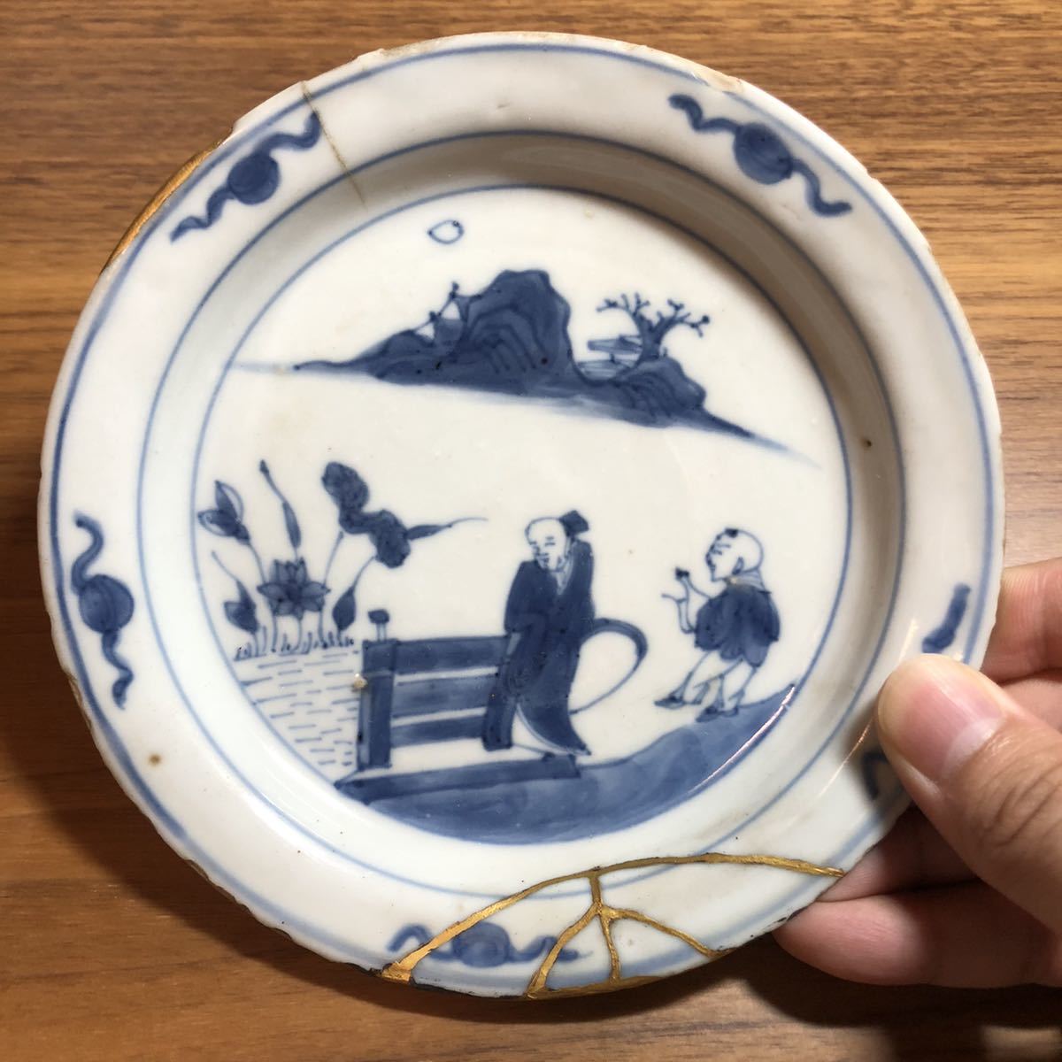 コレクターの出品】明時代のお皿その3 仙人 古染付 中国美術 古玩 染付