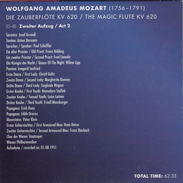 [3CD/Membran]モーツァルト:歌劇「魔笛」/J.グラインドル&A.デルモータ他&W.フルトヴェングラー&ウィーン・フィルハーモニー管弦楽団 1951_画像4