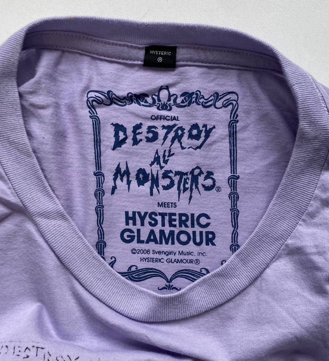 HYSTERIC GLAMOUR Destroy All Monsters s/s T ヒステリックグラマー デストロイ オール モンスター Size M 半袖 Tシャツ 紫 パープル