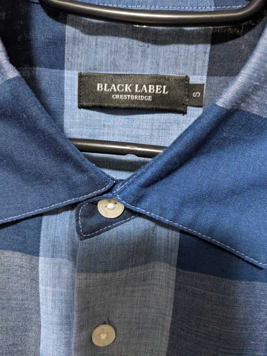 極美品 新作 ブラックレーベルクレストブリッジ 半袖シャツ シャツ バーバリー ブラックレーベル クレストブリッジ チェック ブルー S_画像4