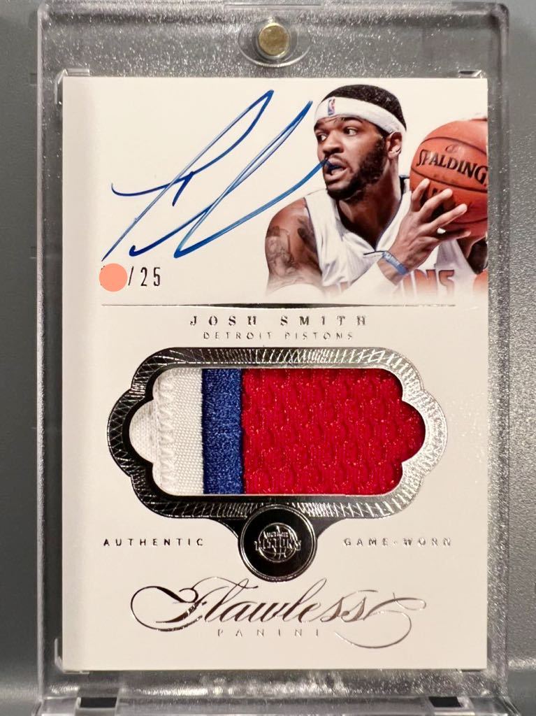 初期最高級直書/25枚 Patch Auto 13 Panini Flawless Josh Smith ジョシュ スミス NBA サイン Hawks ホークス バスケ All-Defensive Dunk王_画像1