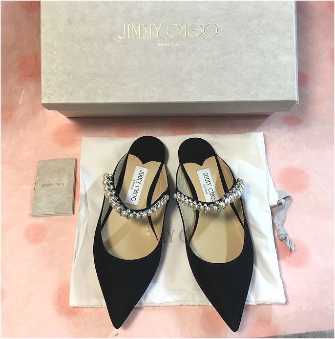 新品入荷 JIMMY CHOO ジミーチュウ☆ビングフラット・パールクリスタル