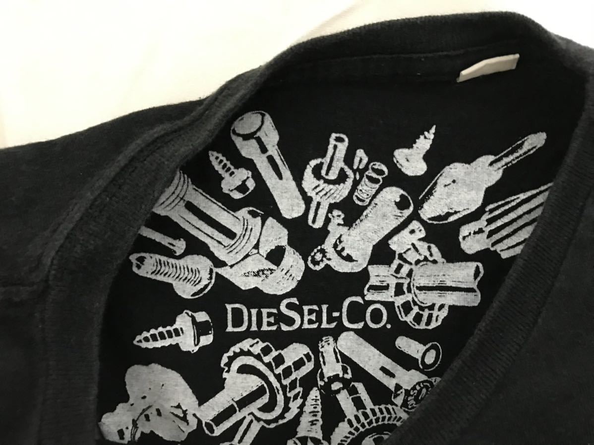 本物ディーゼルDIESELコットンプリント半袖Tシャツメンズアメカジサーフビジネススーツストリート XL黒ブラック