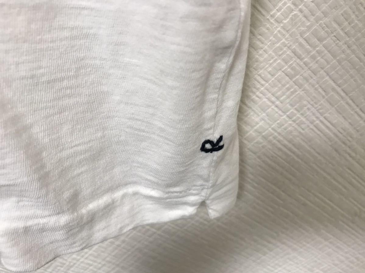 本物ヨンジュウゴアールピーエム45rpmコットン無地スラブVネック半袖TシャツメンズアメカジサーフビジネススーツL日本製白ホワイト3_画像3